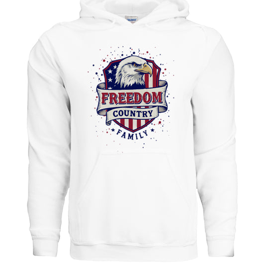 Freedom Country Family Patriot Hoodie WHITE Salvation Clothing and Accessories Apparel