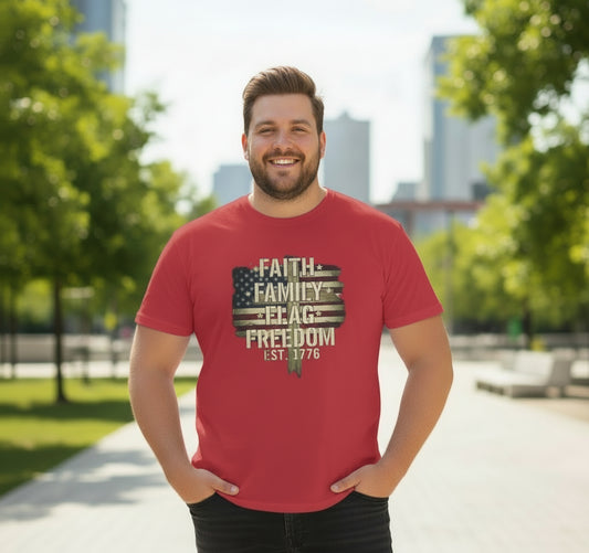 Faith Family Flag Christian T-Shirt Salvation Clothing and Accessories