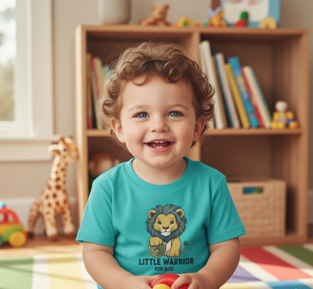 Little Warrior of God Faith Toddler T-Shirt Salvation Clothing and Accessories