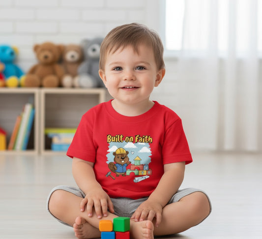 Built on Faith Christian Toddler-T-Shirt Salvation Clothing and Accessories