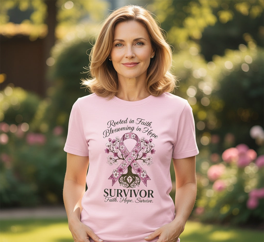 Survivor Faith T-Shirt (Breast Cancer Awareness) Salvation Clothing and Accessories Apparel