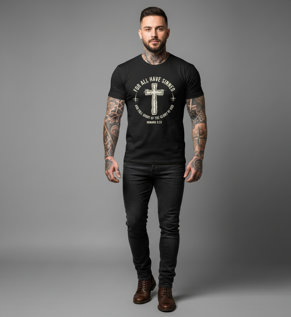 For All Have Sinned Faith T-Shirt Salvation Clothing and Accessories
