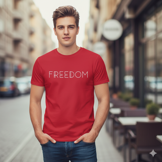 Freedom White Lettering Christian Patriot T-Shirt Salvation Clothing and Accessories
