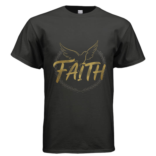 Faith Christian(Gold Lettering)-T-Shirt BLACK Salvation Clothing and Accessories