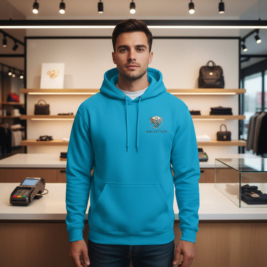 Salvation Logo Christian Hoodie SAPPHIRE Salvation Clothing and Accessories