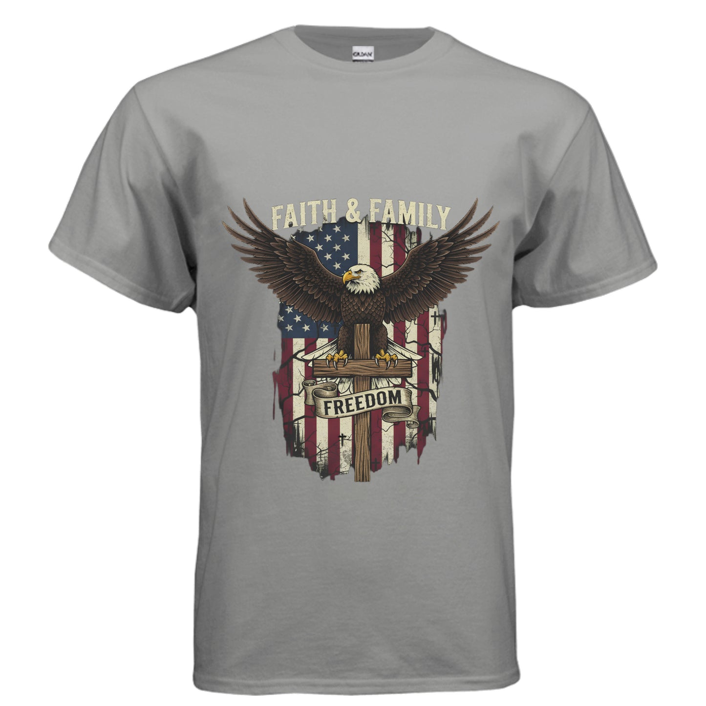 Faith Family Freedom Faith T-Shirt GRAVEL Salvation Clothing and Accessories