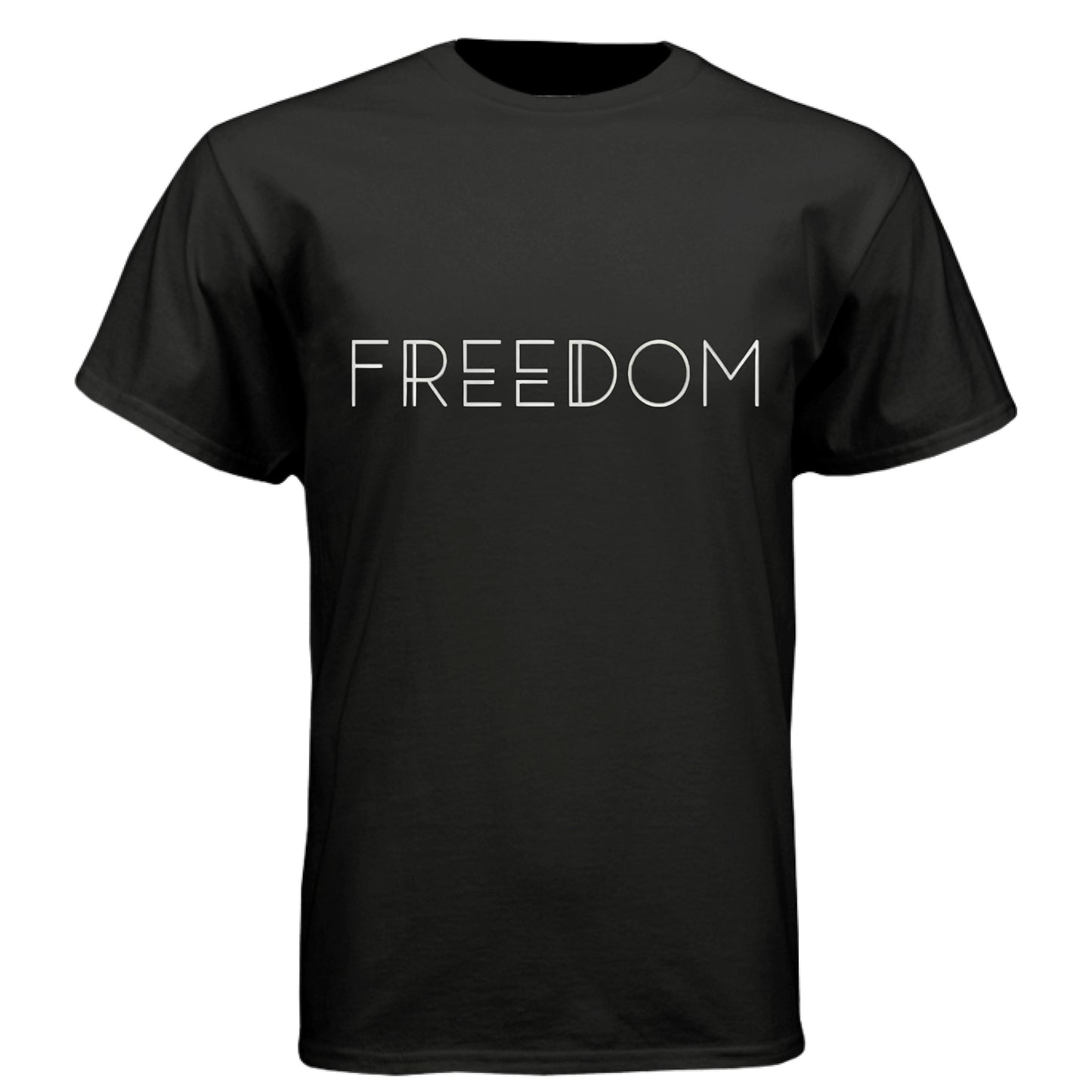 Freedom White Lettering Faith Patriot T-Shirt Black Salvation Clothing and Accessories