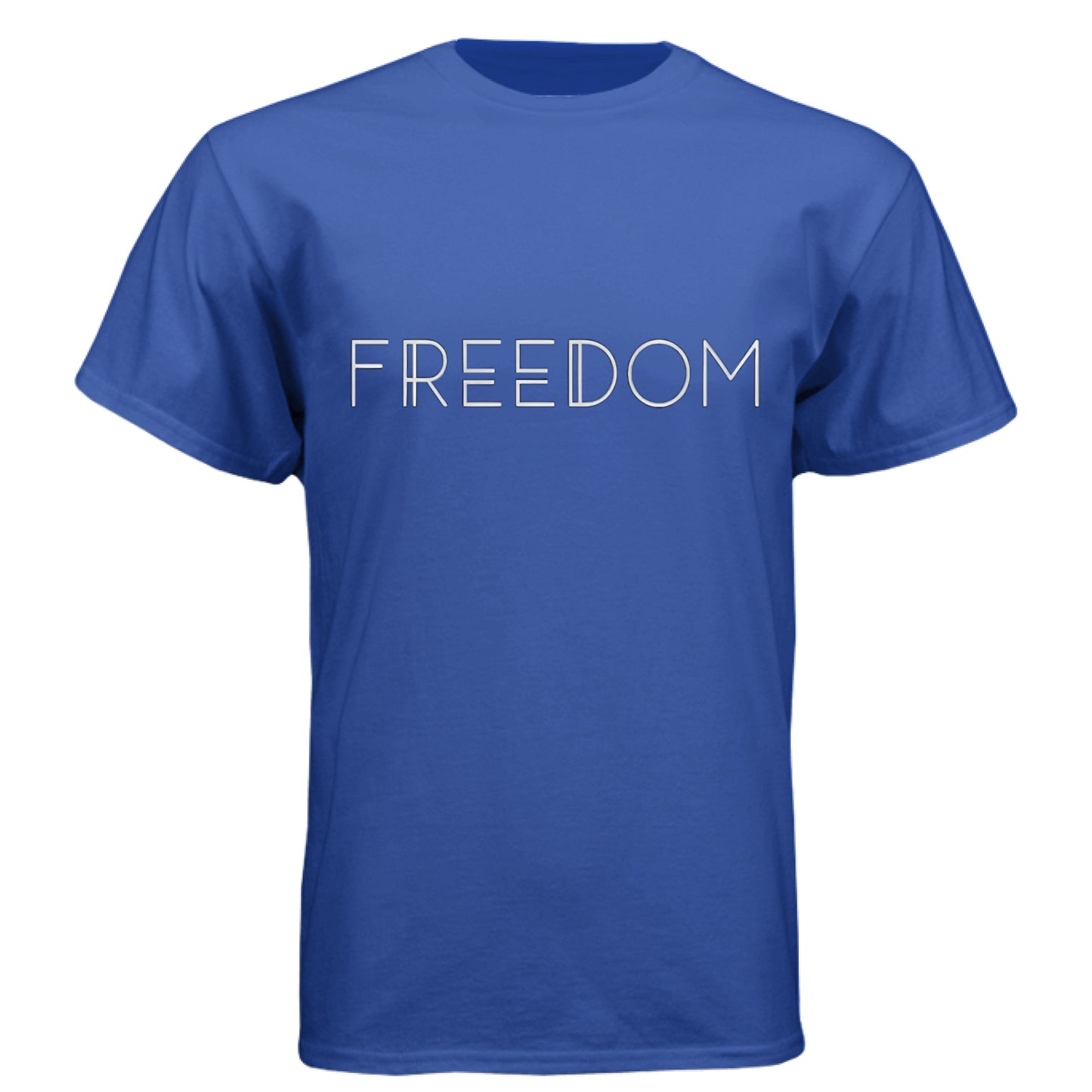 Freedom White Lettering Faith Patriot T-Shirt Royal Salvation Clothing and Accessories
