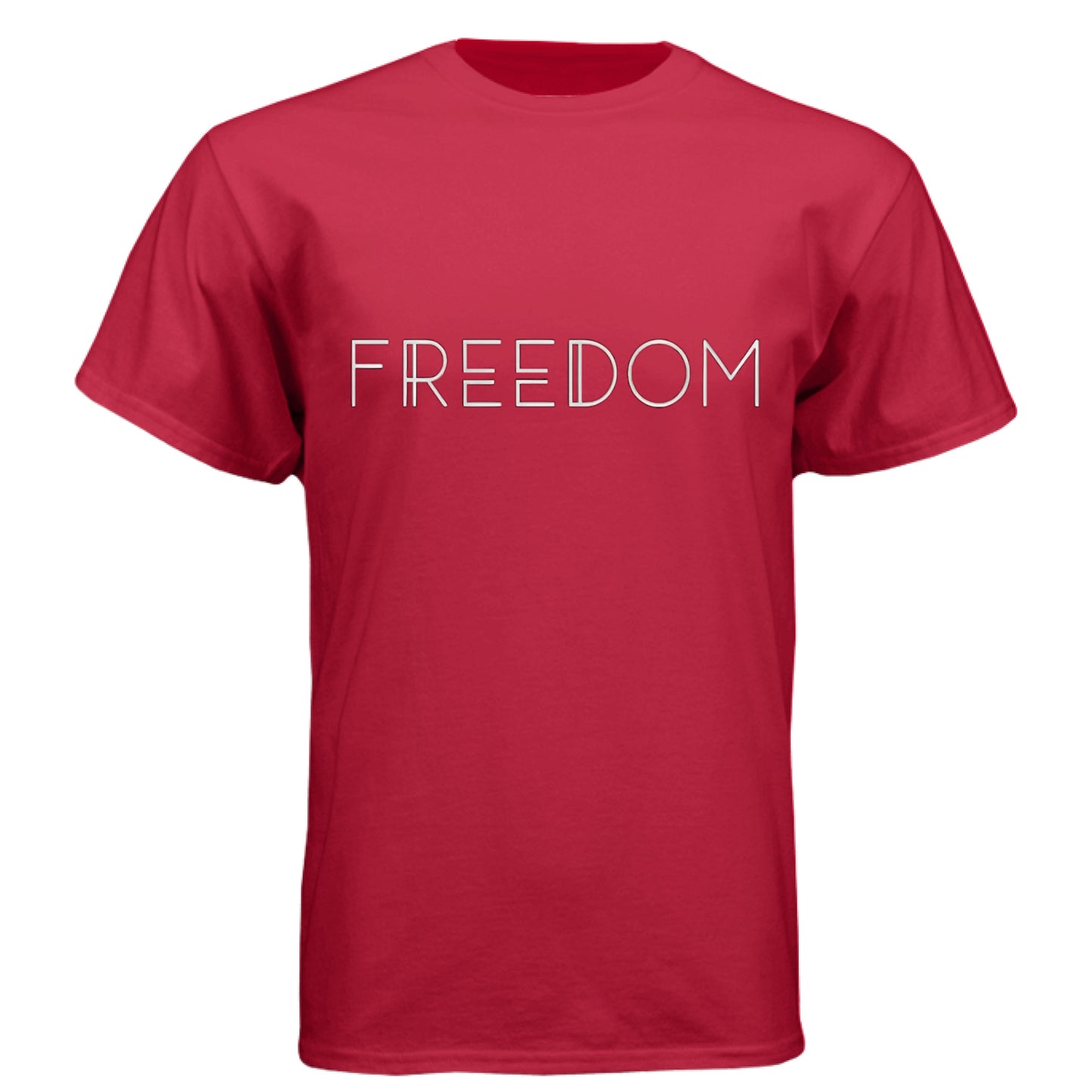 Freedom White Lettering Faith Patriot T-Shirt Red Salvation Clothing and Accessories