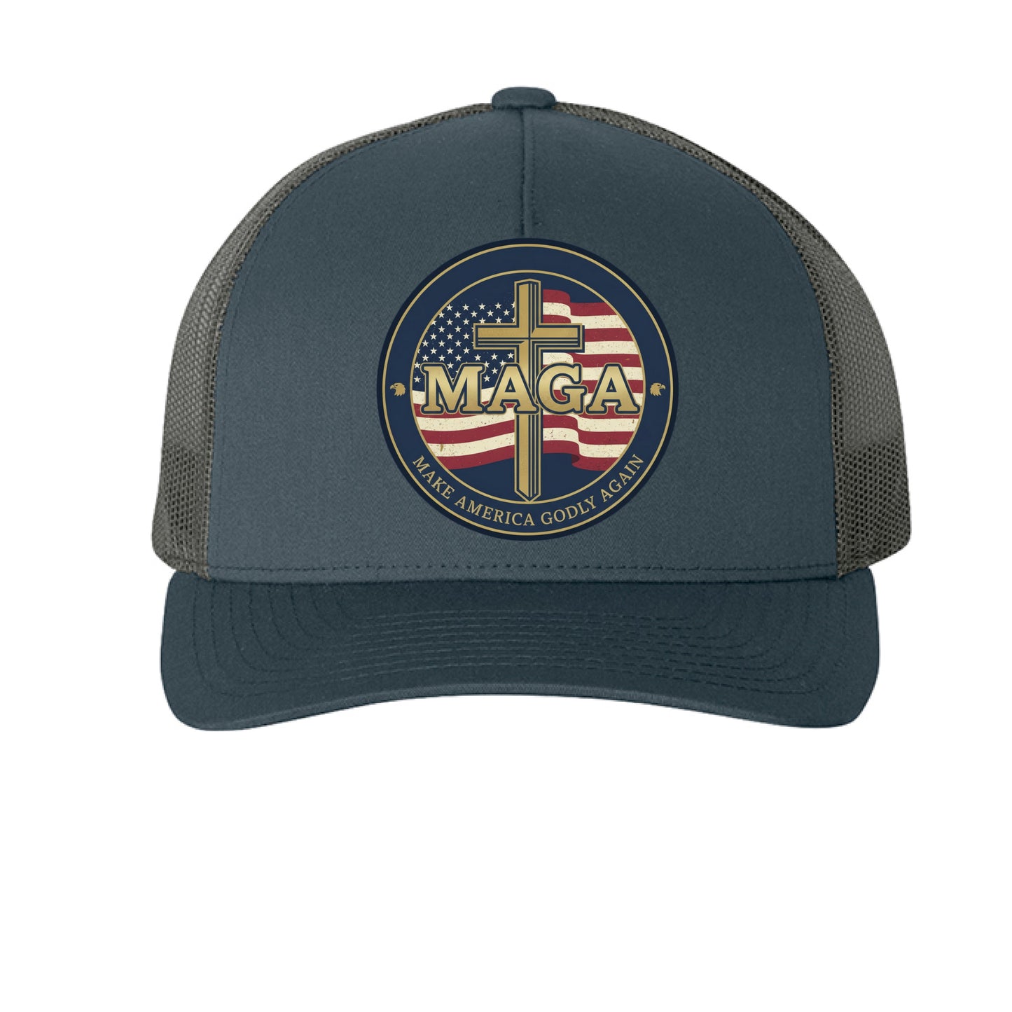 Make America Godly Again Faith Trucker Cap Navy ONE SIZE Salvation Clothing and Accessories