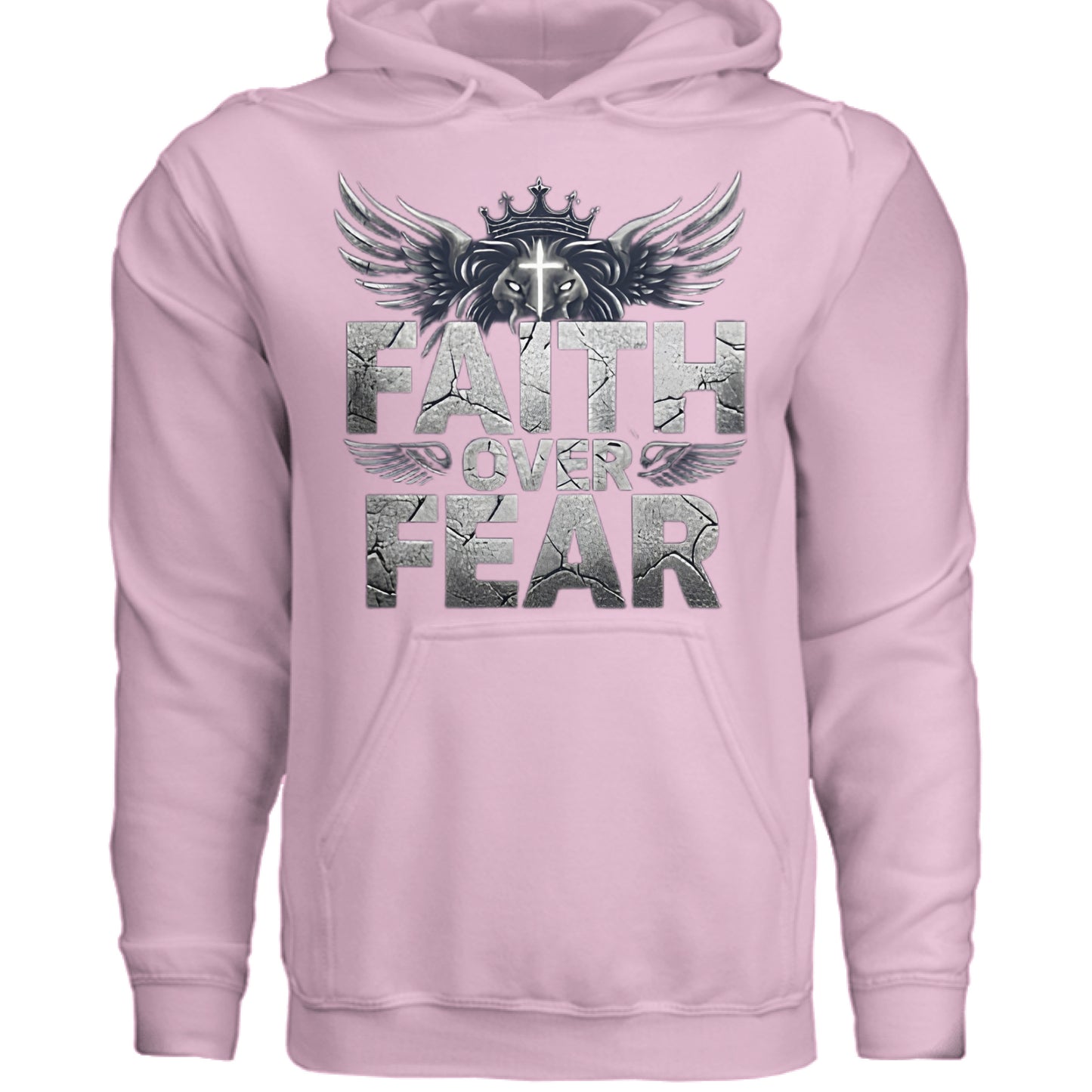 Faith over Fear Faith Hoodie Light Pink Salvation Clothing and Accessories