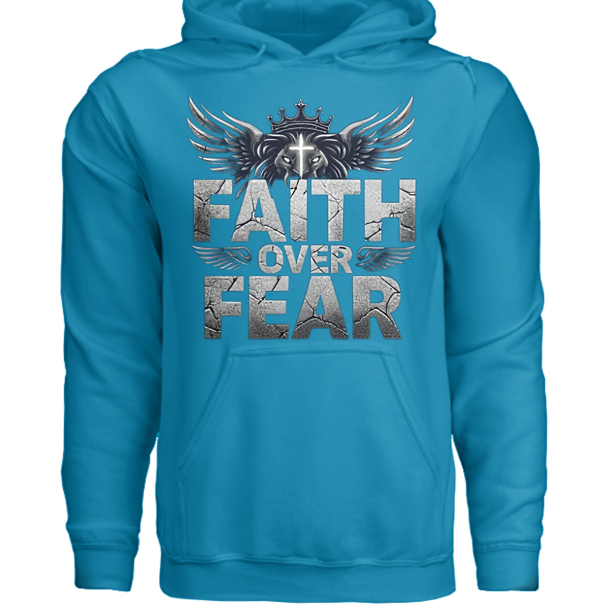 Faith over Fear Faith Hoodie Sapphire Salvation Clothing and Accessories