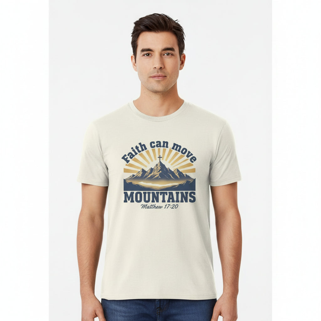 Faith Can Move Mountains Faith T-Shirt NATURAL Salvation Clothing and Accessories