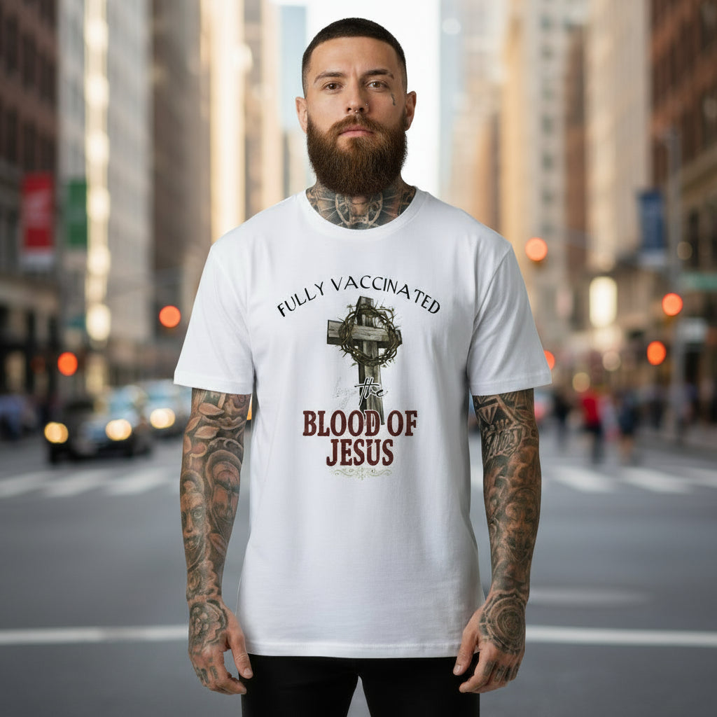 Fully Vaccinated Faith T-Shirt WHITE Salvation Clothing and Accessories