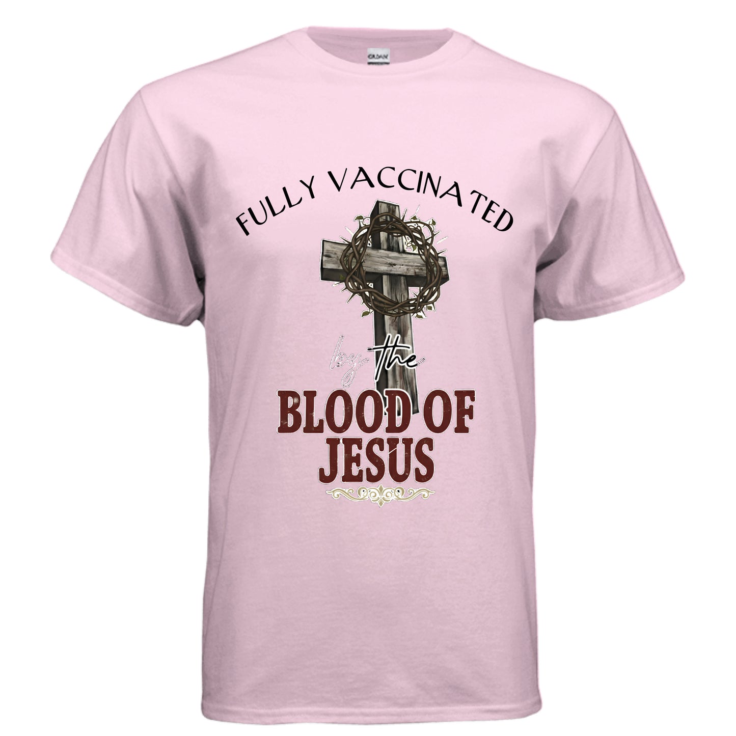 Fully Vaccinated Faith T-Shirt LIGHT PINK Salvation Clothing and Accessories