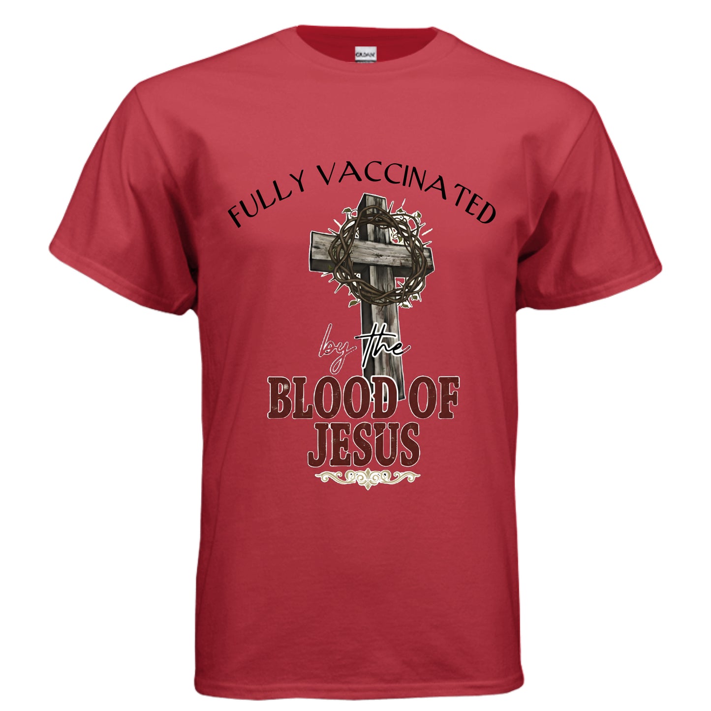 Fully Vaccinated Faith T-Shirt RED Salvation Clothing and Accessories