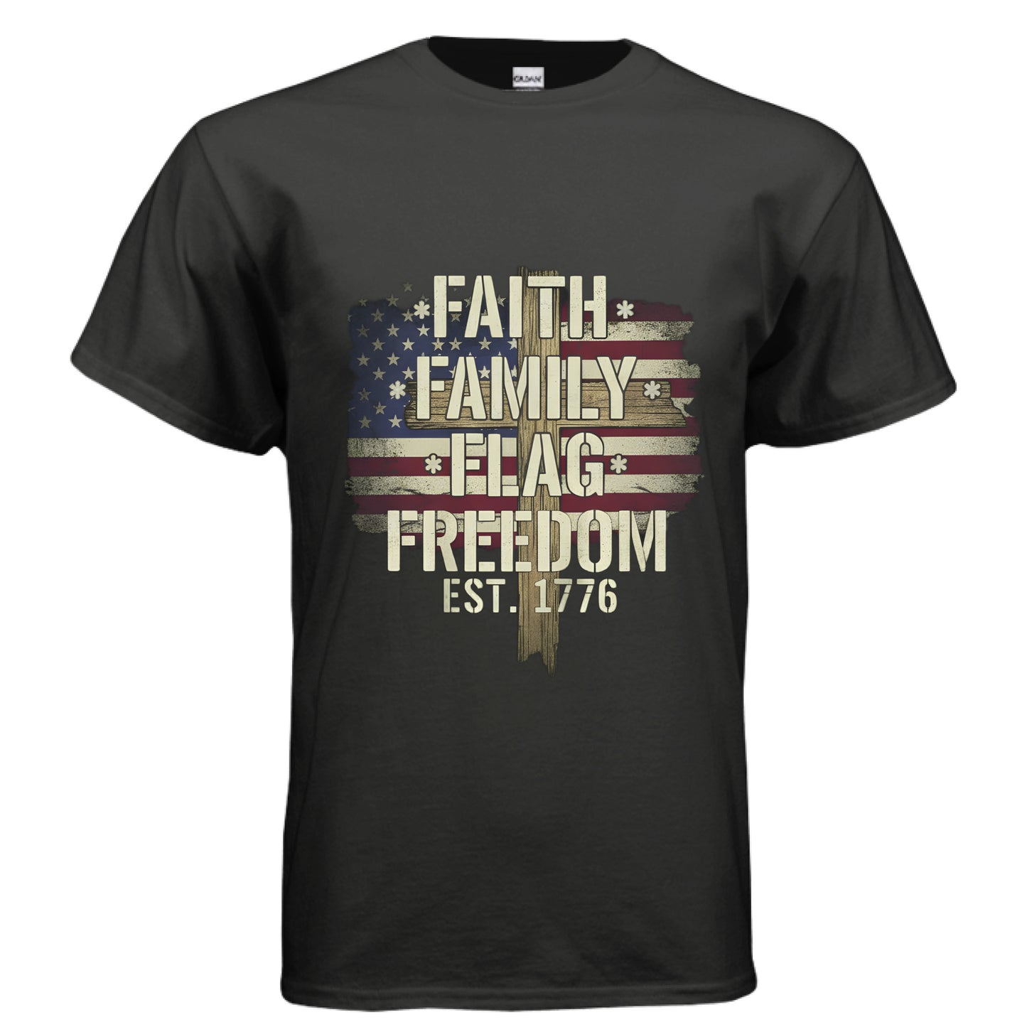 Faith Family Flag Faith T-Shirt BLACK Salvation Clothing and Accessories
