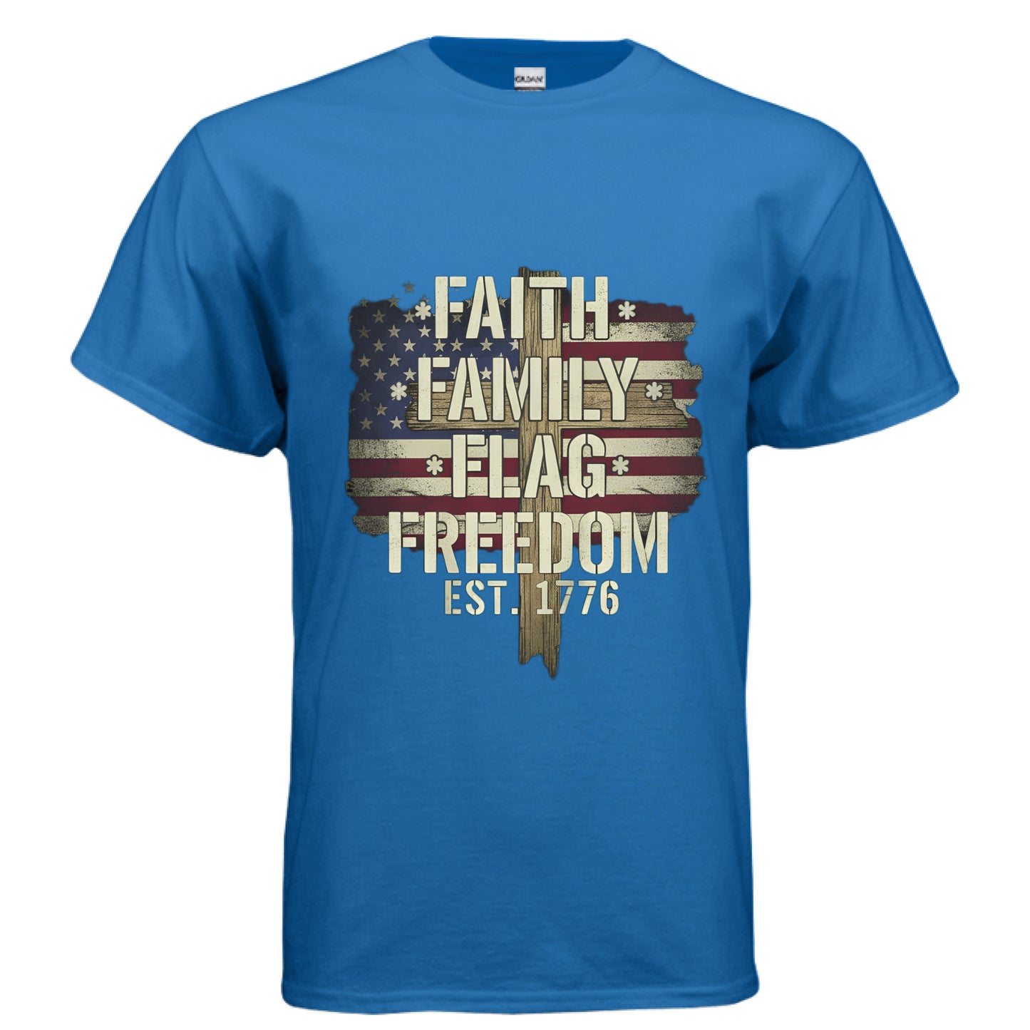 Faith Family Flag Faith T-Shirt ROYAL Salvation Clothing and Accessories