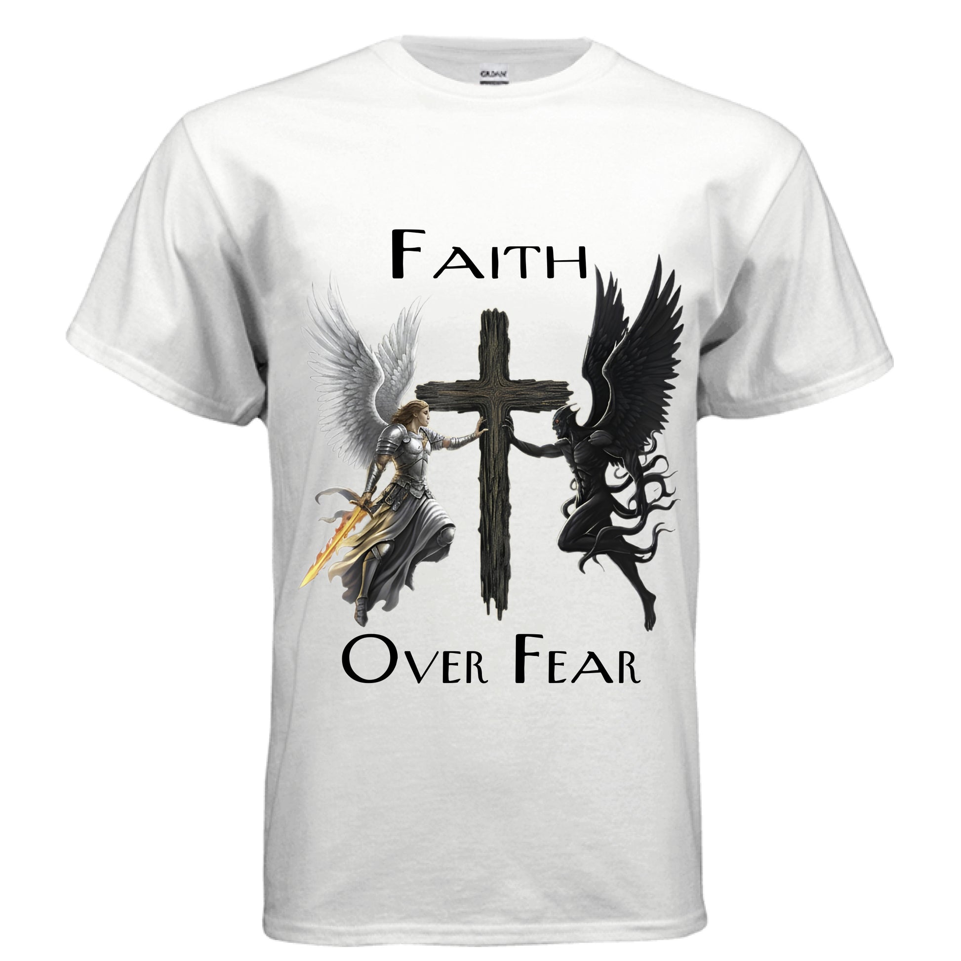 Michael vs Lucifer Faith T-Shirt WHITE Salvation Clothing and Accessories