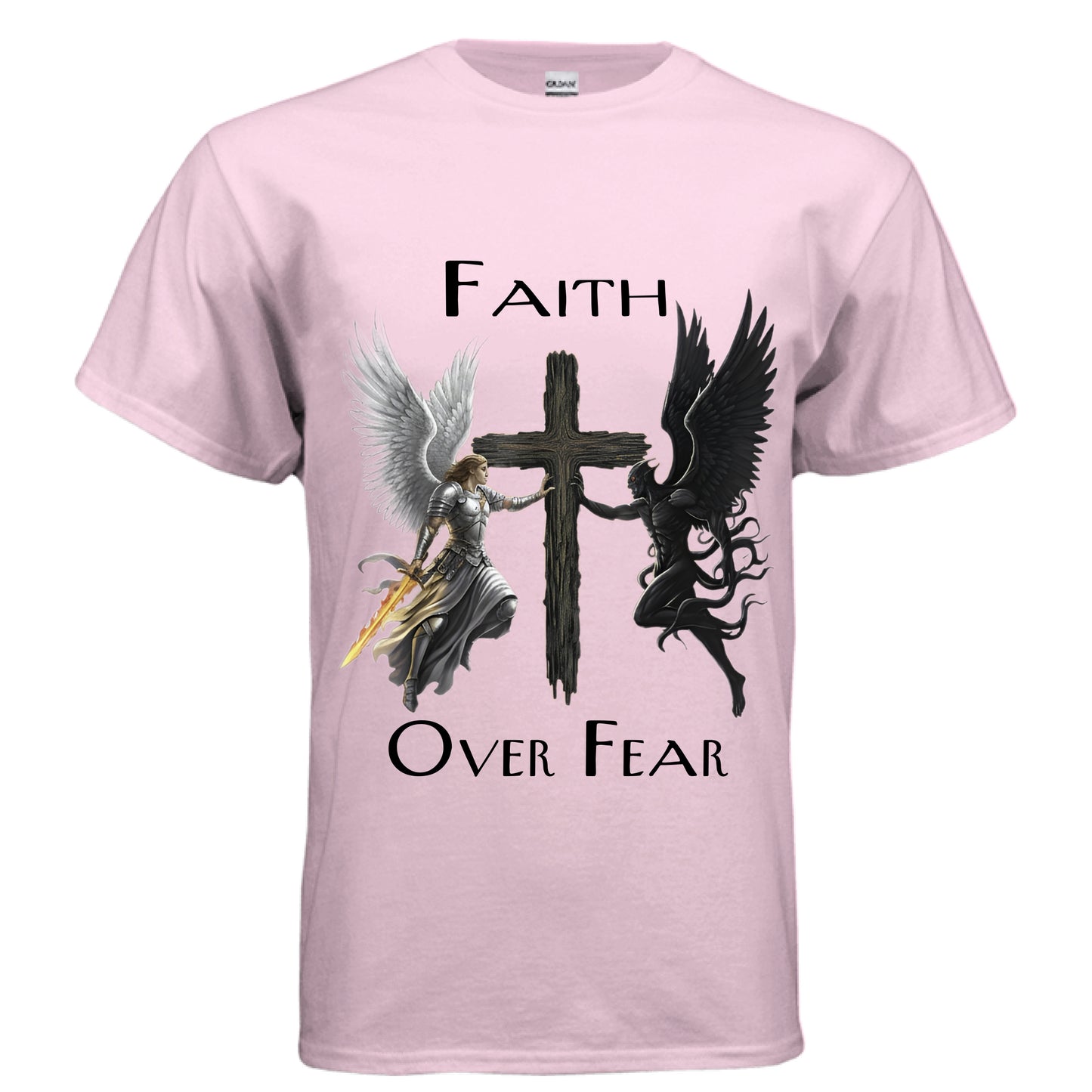 Michael vs Lucifer Faith T-Shirt LIGHT PINK Salvation Clothing and Accessories