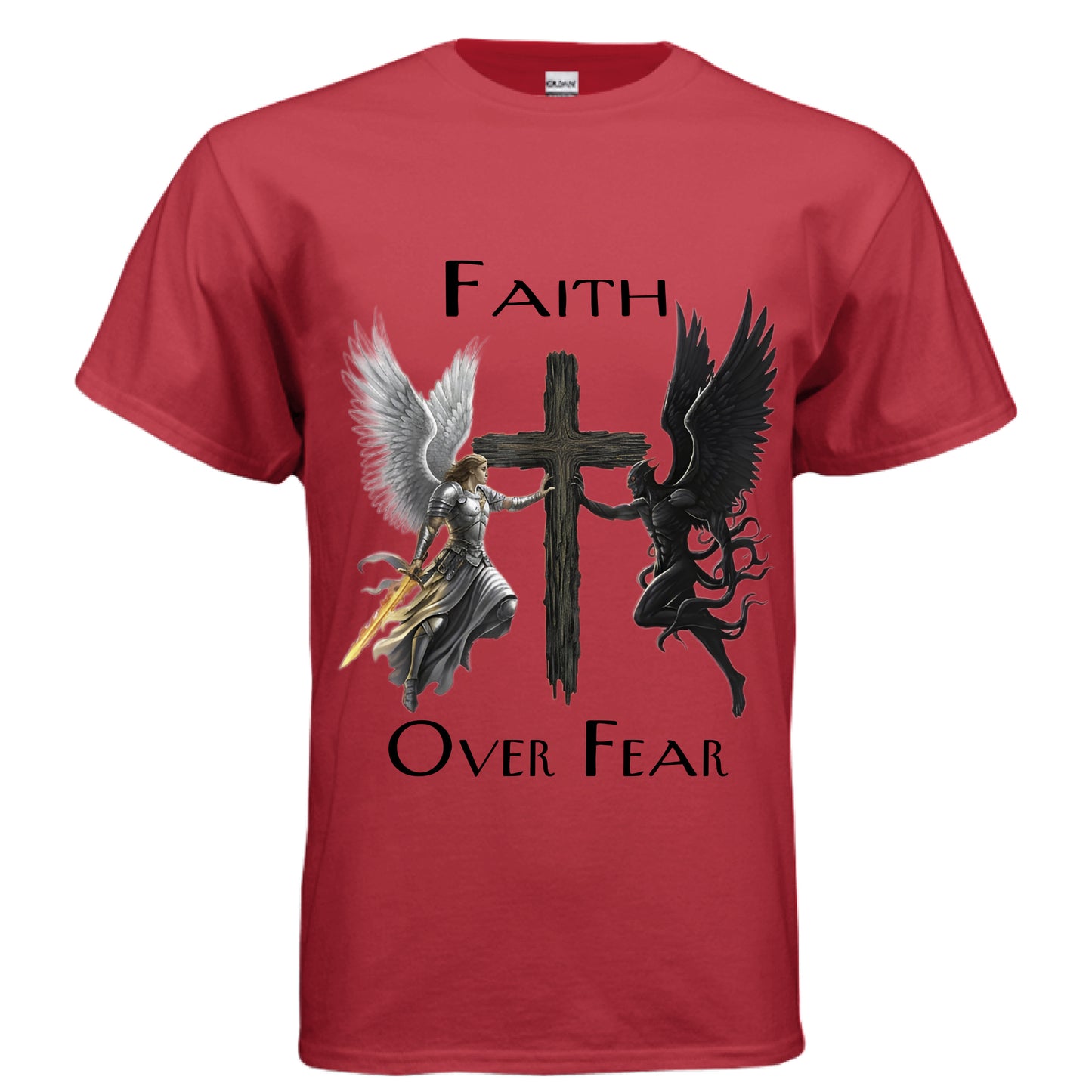 Michael vs Lucifer Faith T-Shirt RED Salvation Clothing and Accessories