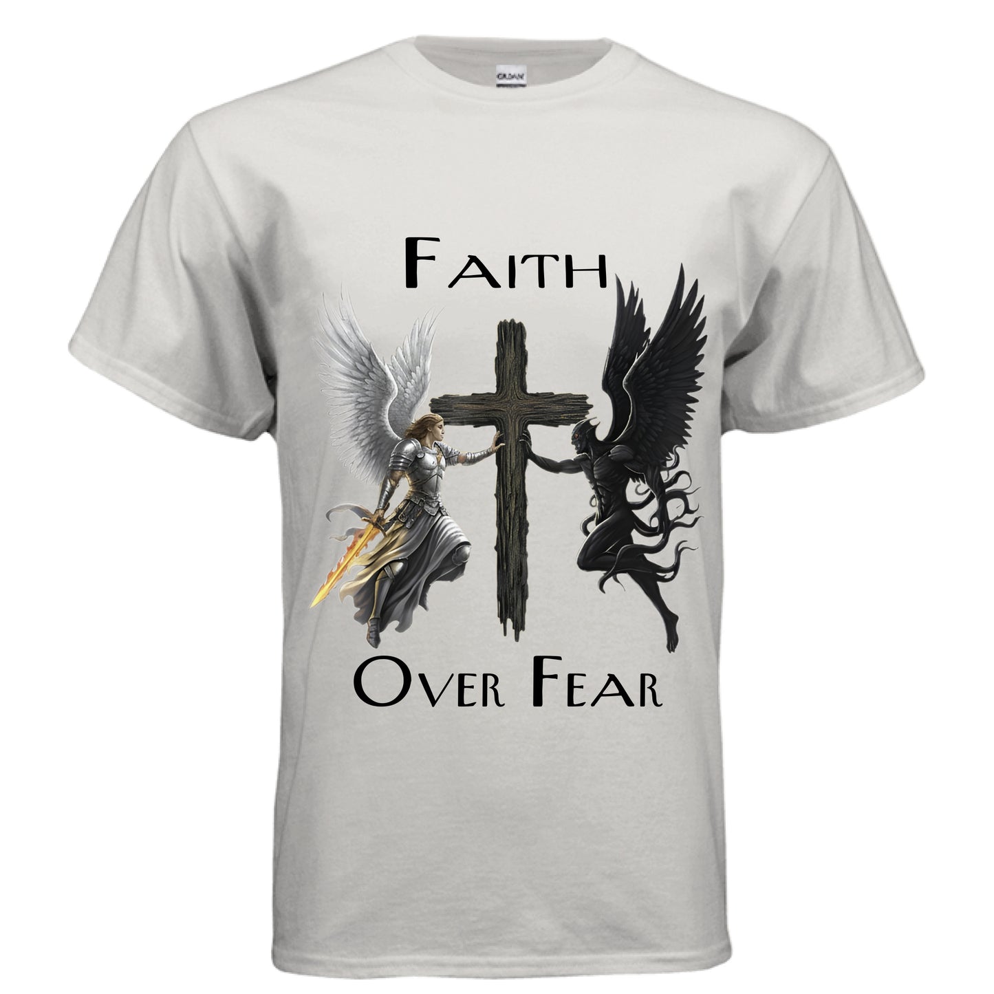 Michael vs Lucifer Faith T-Shirt ICE GREY Salvation Clothing and Accessories