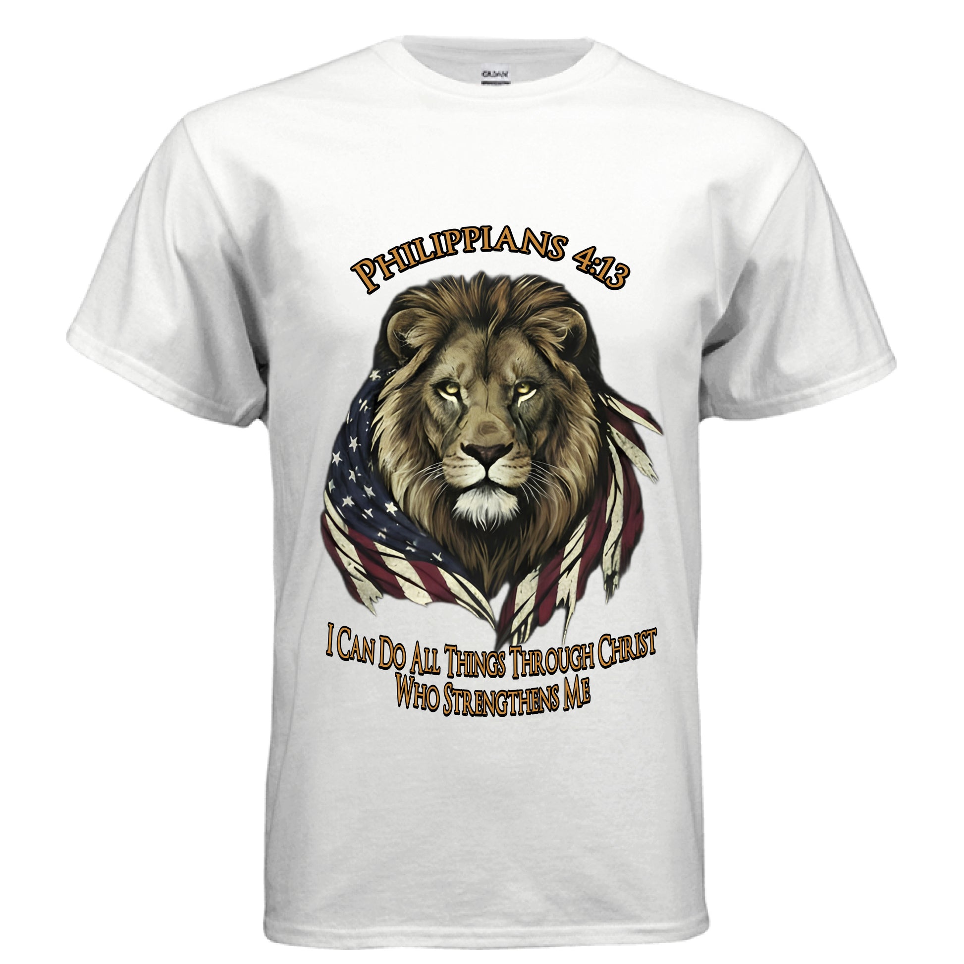 I Can Do All Things Through Christ Lion Philippians 4:13 Faith T-Shirt WHITE Salvation Clothing and Accessories