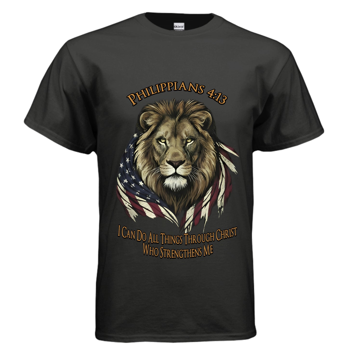 I Can Do All Things Through Christ Lion Philippians 4:13 Faith T-Shirt BLACK Salvation Clothing and Accessories