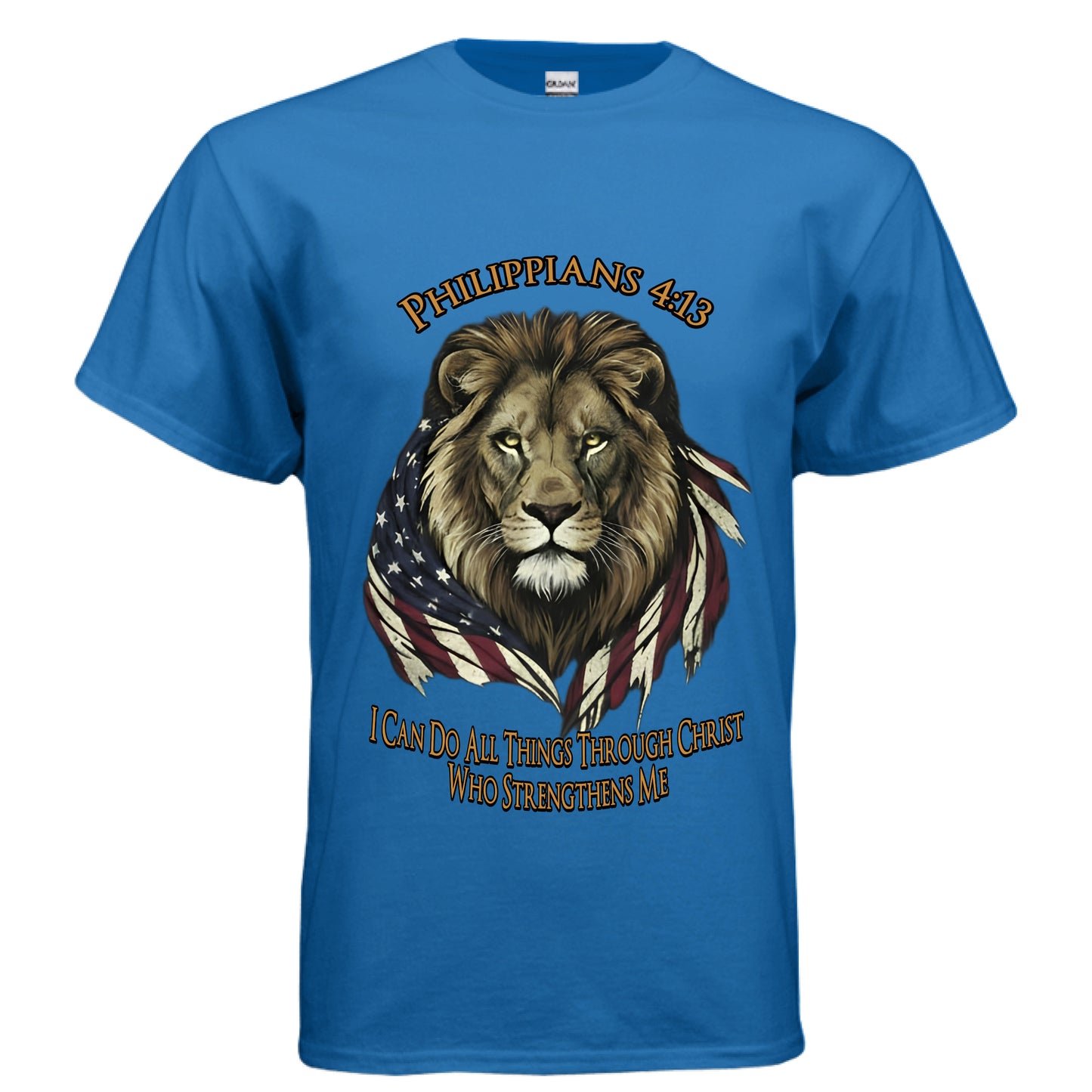 I Can Do All Things Through Christ Lion Philippians 4:13 Faith T-Shirt ROYAL Salvation Clothing and Accessories