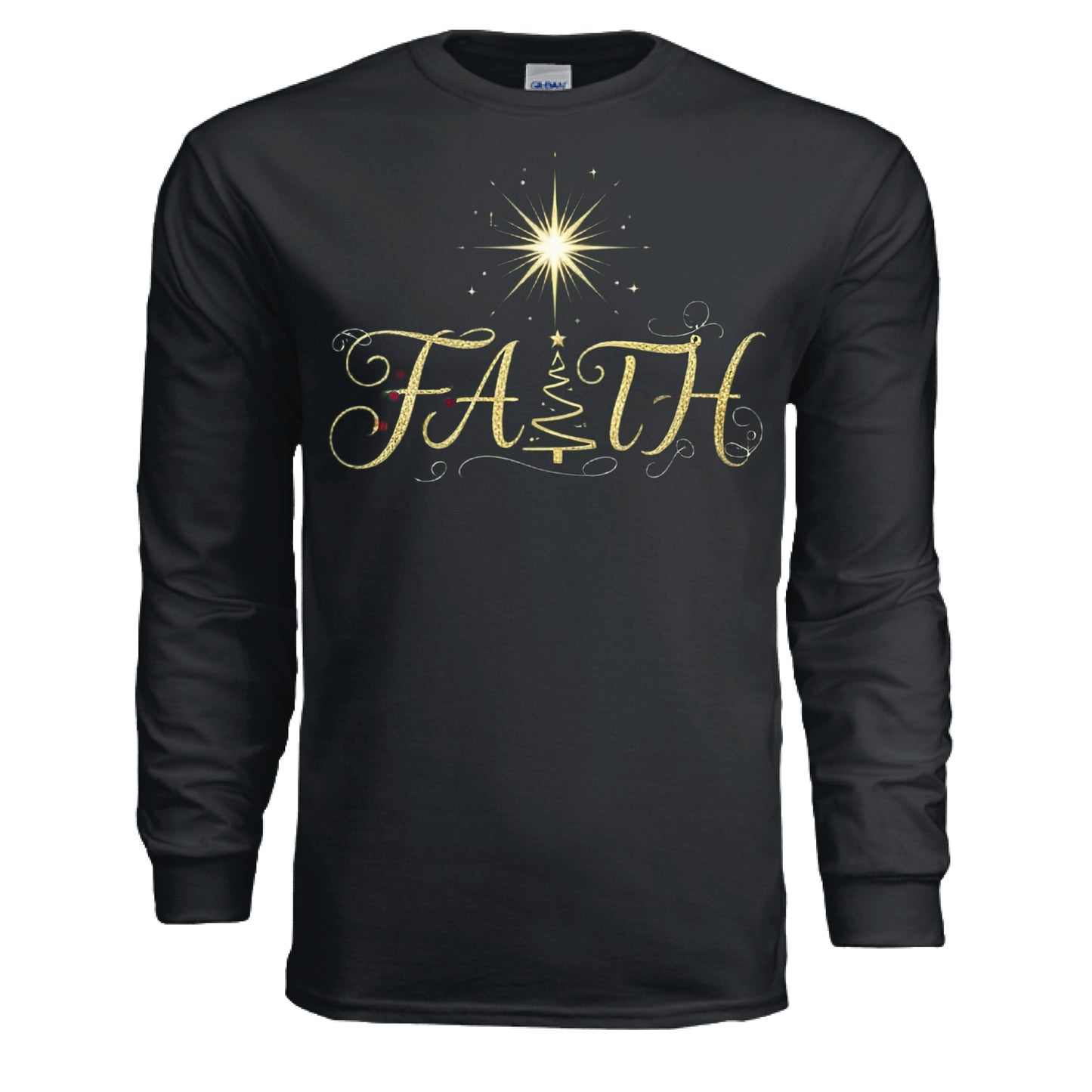 Faith- Christmas Faith Long Sleeve Black Salvation Clothing and Accessories