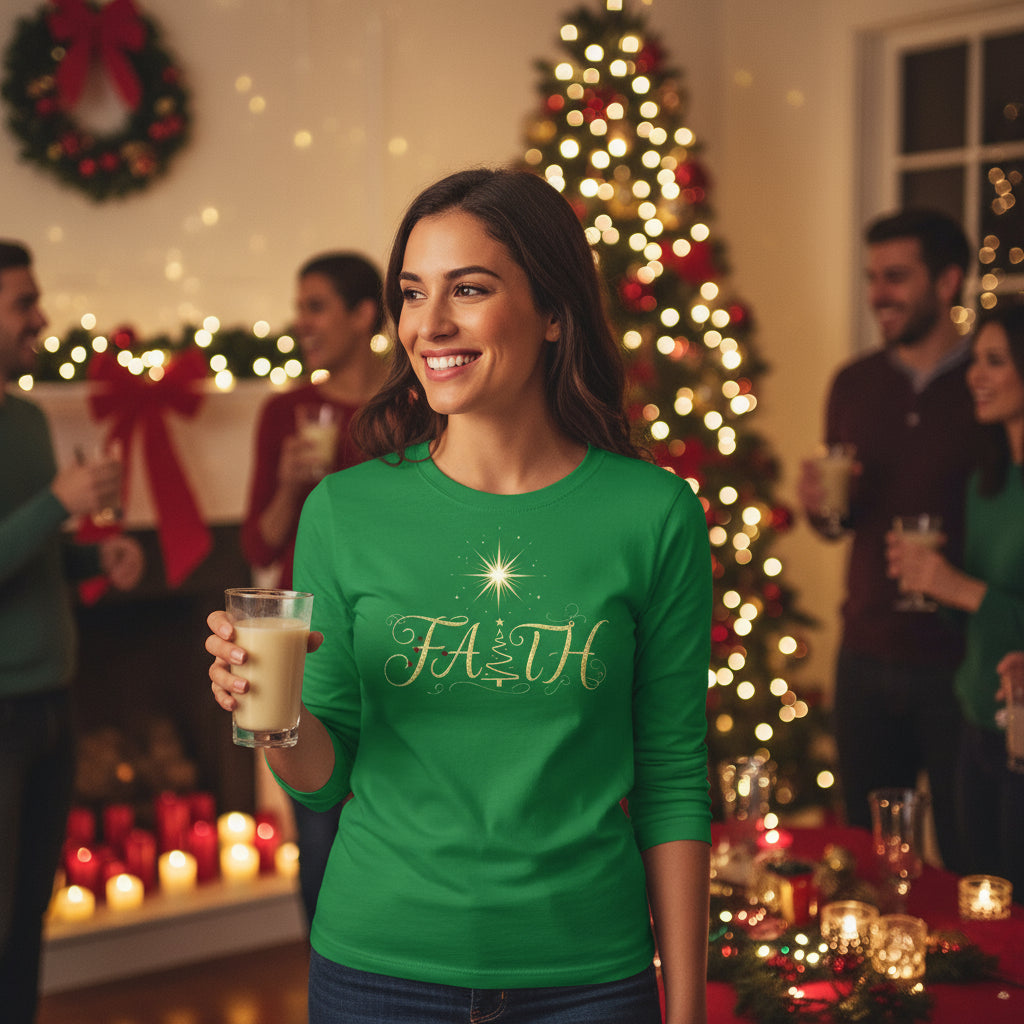 Faith- Christmas Faith Long Sleeve Irish Green Salvation Clothing and Accessories