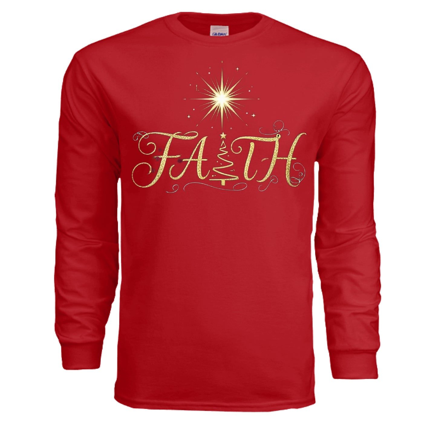 Faith- Christmas Faith Long Sleeve Red Salvation Clothing and Accessories