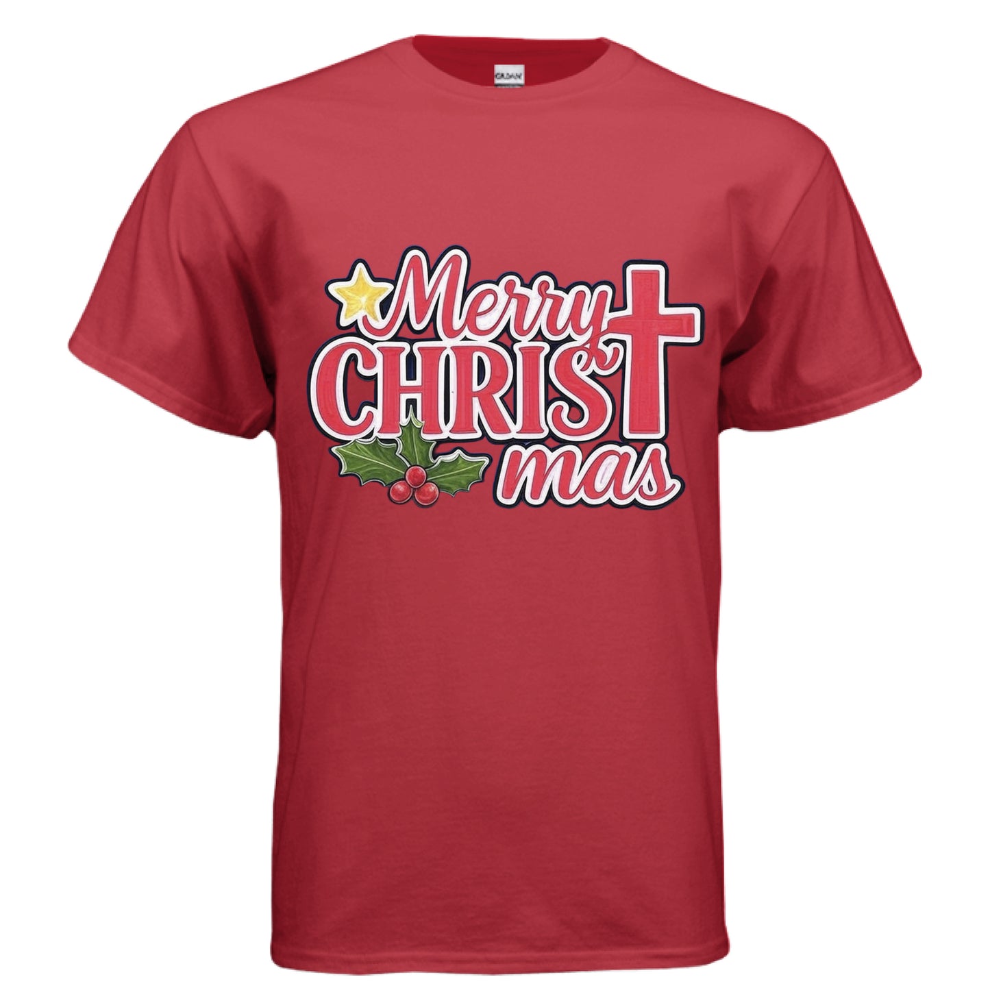 Merry Christ-Mas-Faith T-Shirt RED Salvation Clothing and Accessories