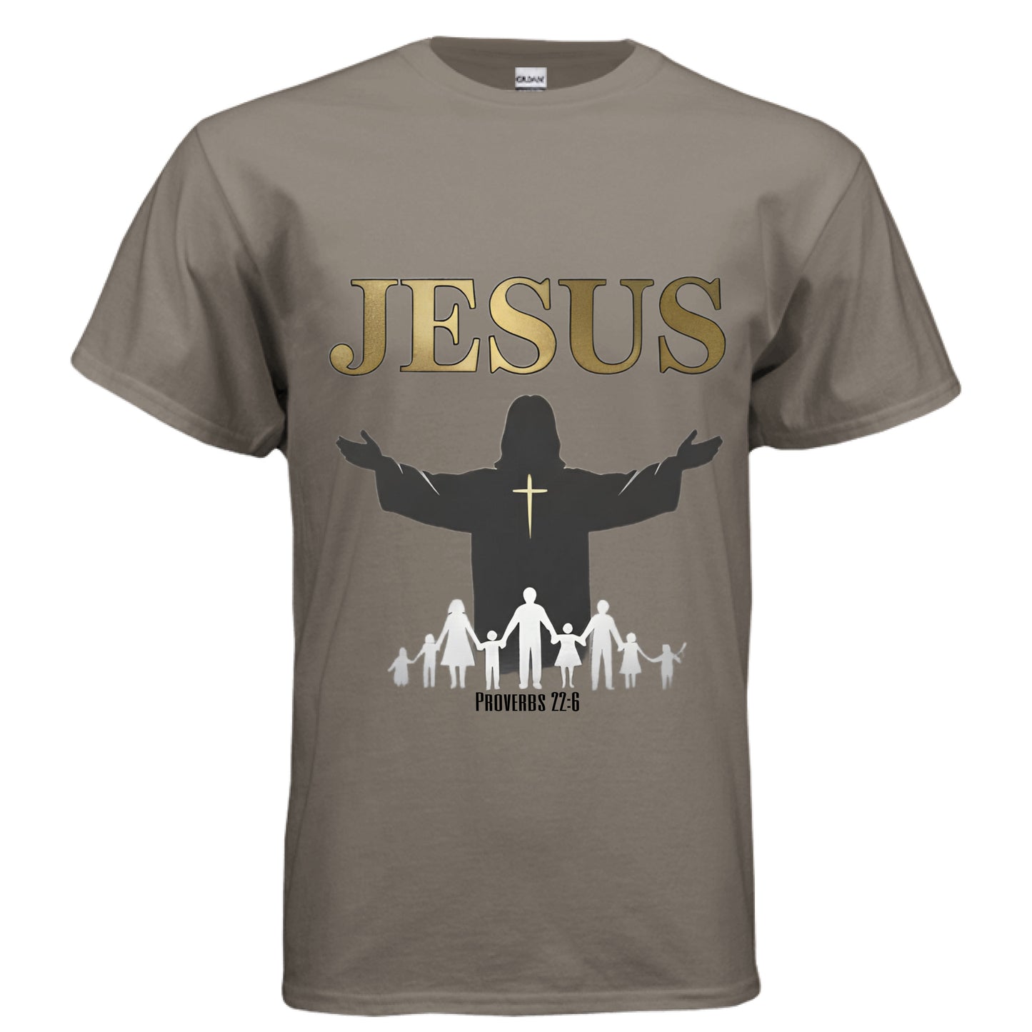 Jesus Family Faith T-Shirt BROWN SAVANA Salvation Clothing and Accessories Apparel