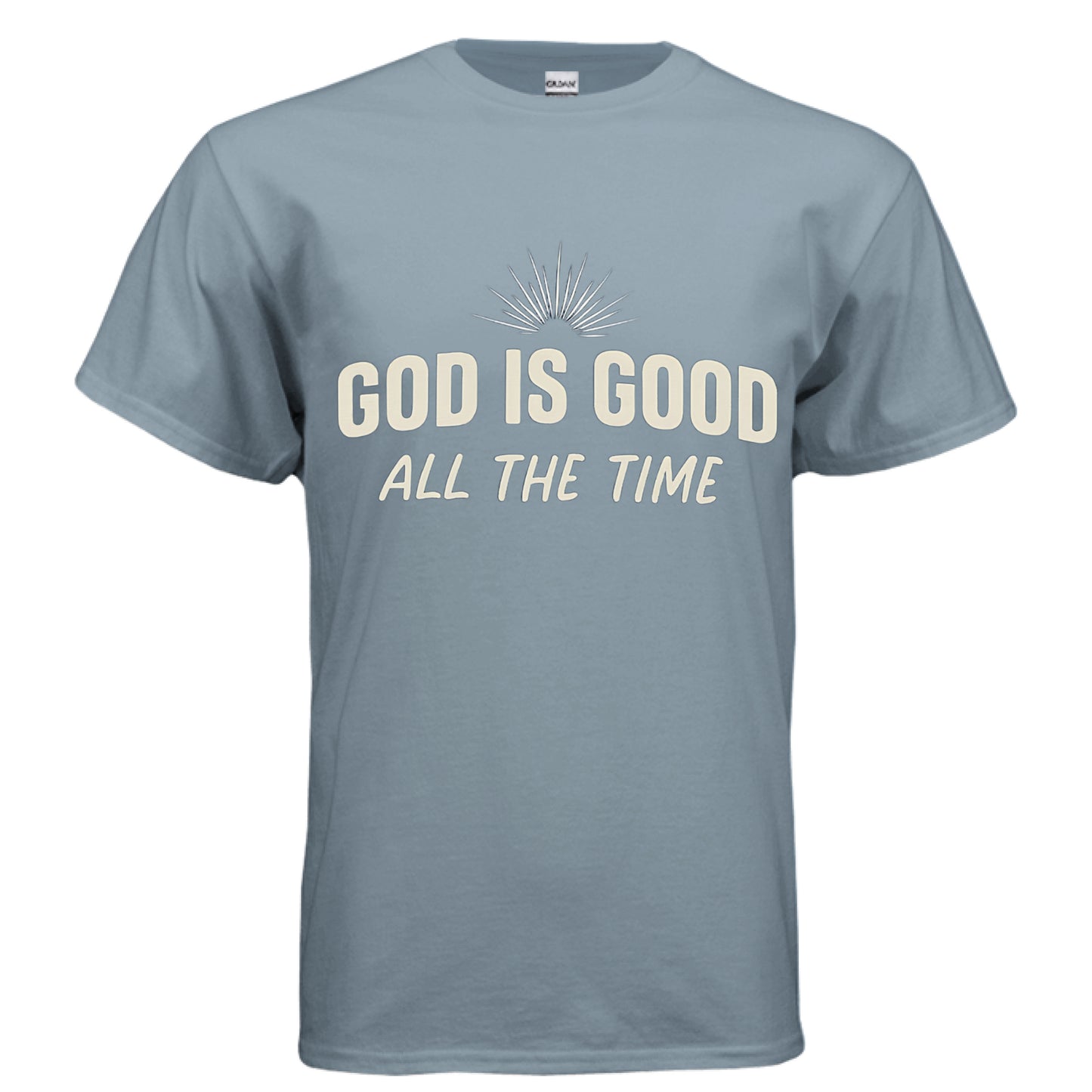 God is Good All the time Christian T-Shirt STONE BLUE Salvation Clothing and Accessories