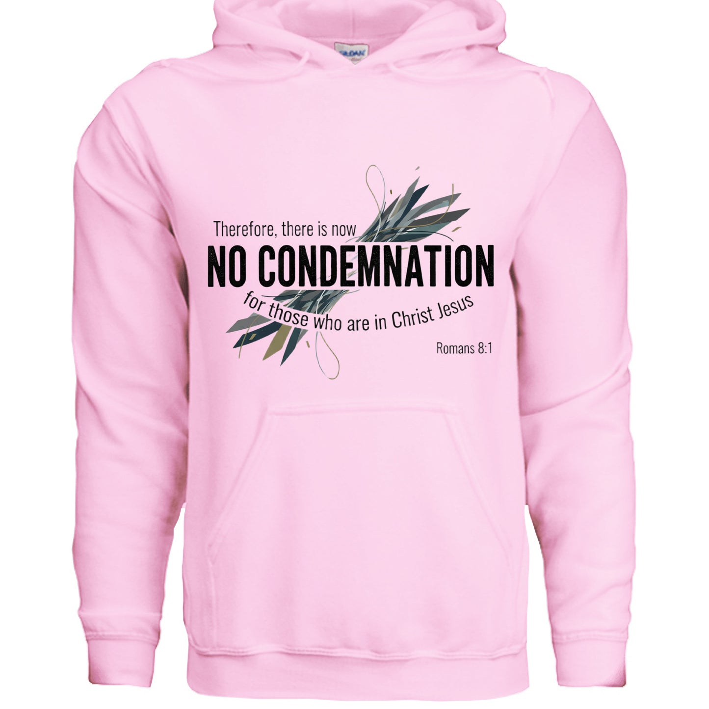 Romans 8:1 Faith Hoodie LIGHT PINK Salvation Clothing and Accessories