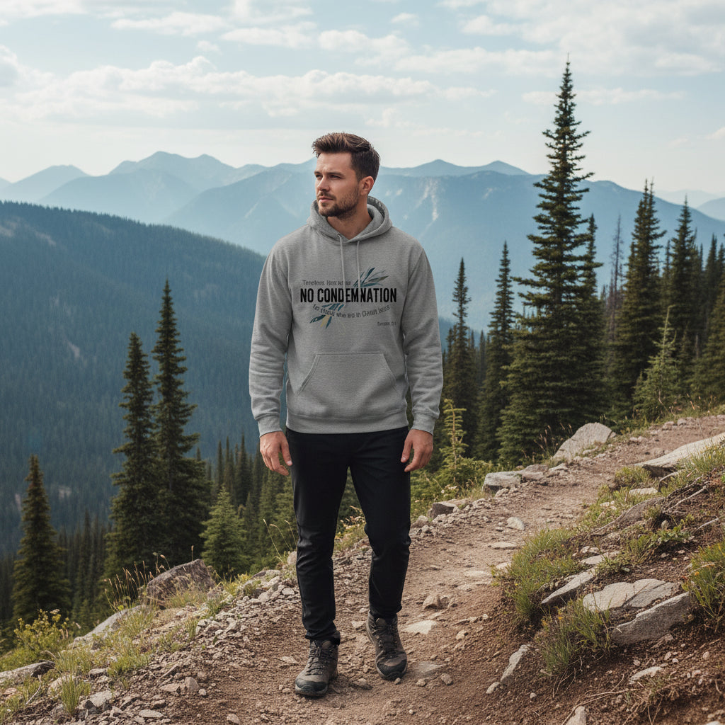 Romans 8:1 Faith Hoodie GRAPHITE HEATHER Salvation Clothing and Accessories