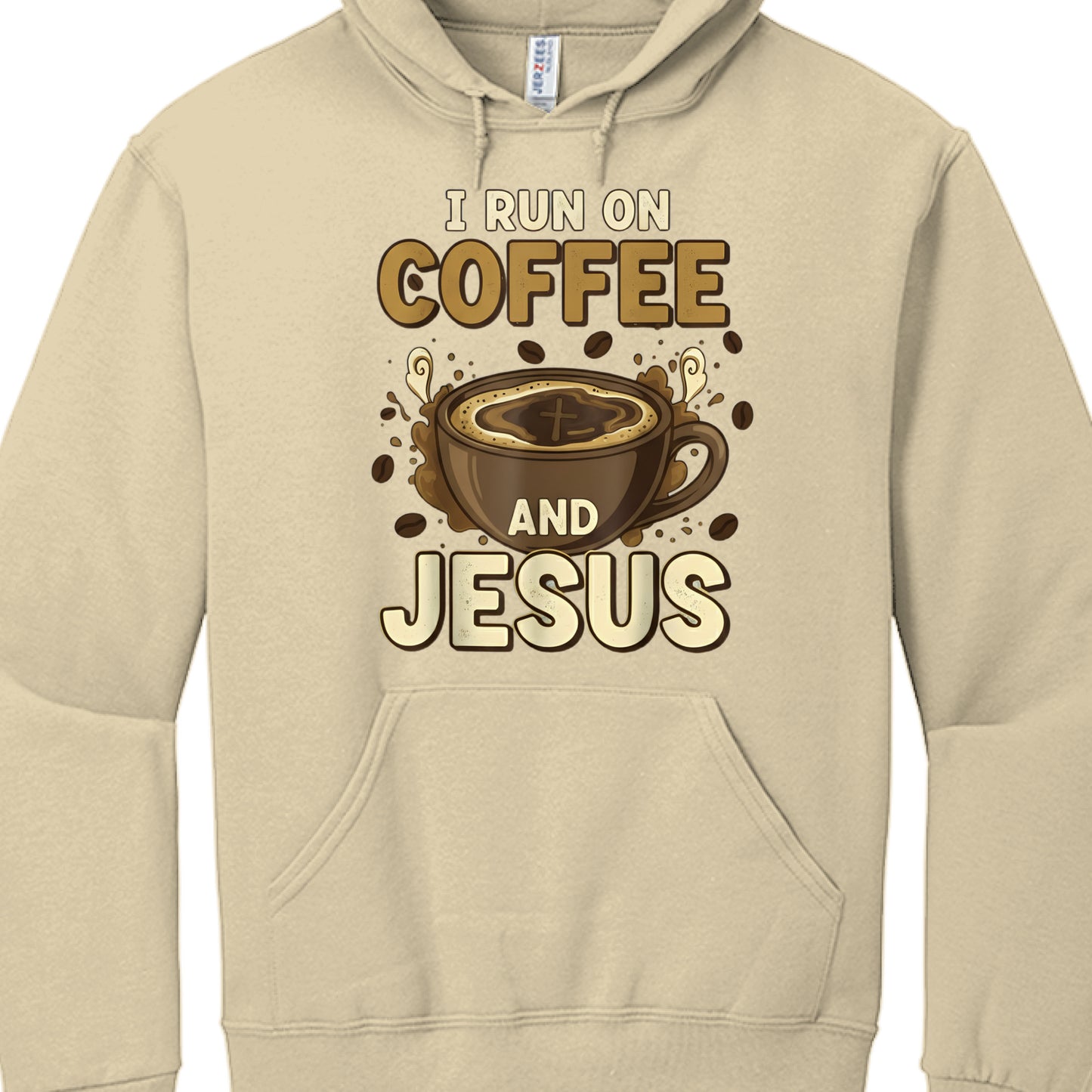 Coffee and Jesus Faith Hoodie Sweet Cream Heather Salvation Clothing and Accessories Apparel