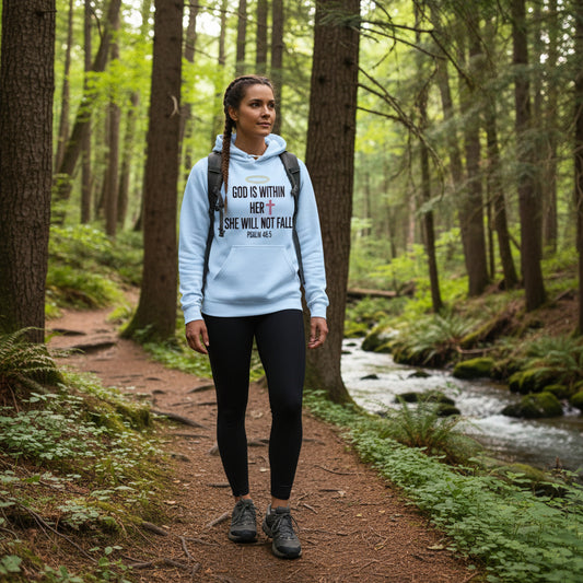 God is Within Christian Hoodie LIGHT BLUE Salvation Clothing and Accessories