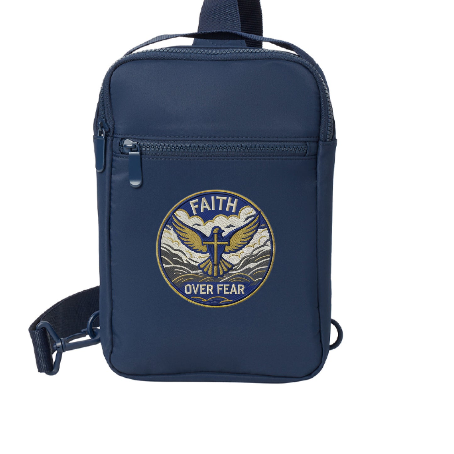 Sling Pack Faith Over Fear River Blue Nvy ONE SIZE Salvation Clothing and Accessories