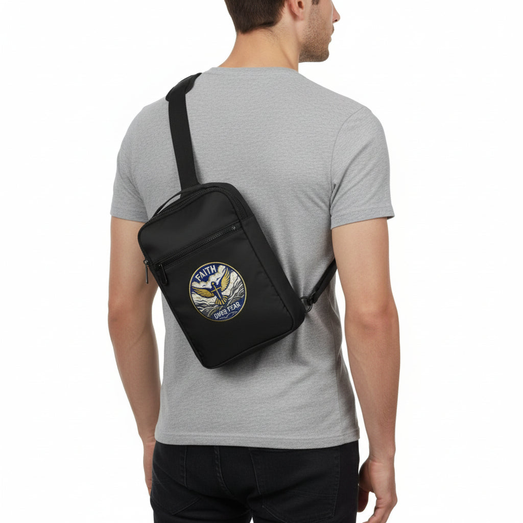 Sling Pack Faith Over Fear Deep Black ONE SIZE Salvation Clothing and Accessories
