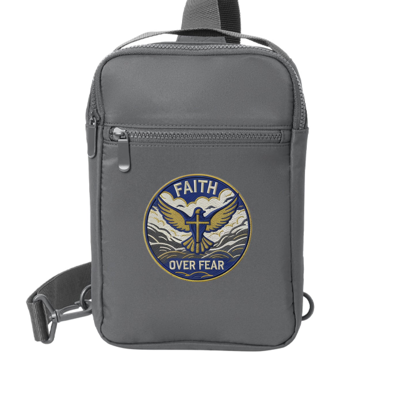 Sling Pack Faith Over Fear Storm Grey ONE SIZE Salvation Clothing and Accessories