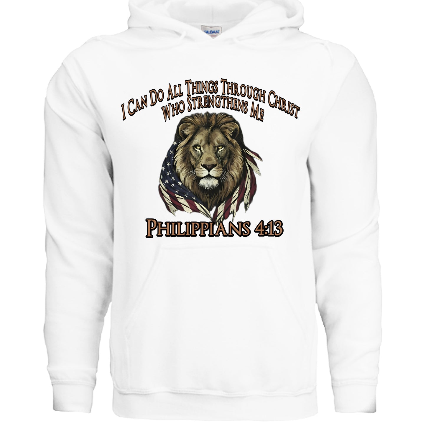 I Can Do All Things Through Christ Lion Philippians 4:13 Faith Hoodie WHITE Salvation Clothing and Accessories
