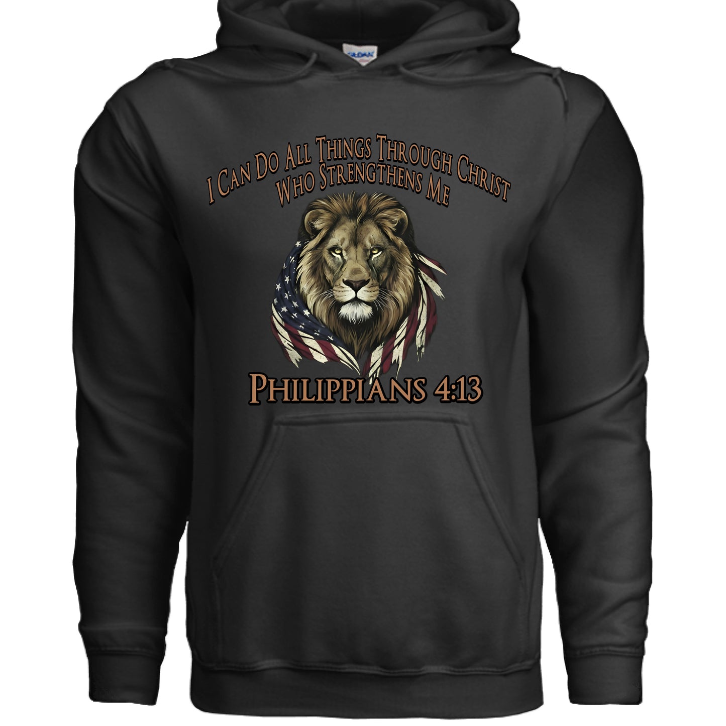 I Can Do All Things Through Christ Lion Philippians 4:13 Faith Hoodie BLACK Salvation Clothing and Accessories