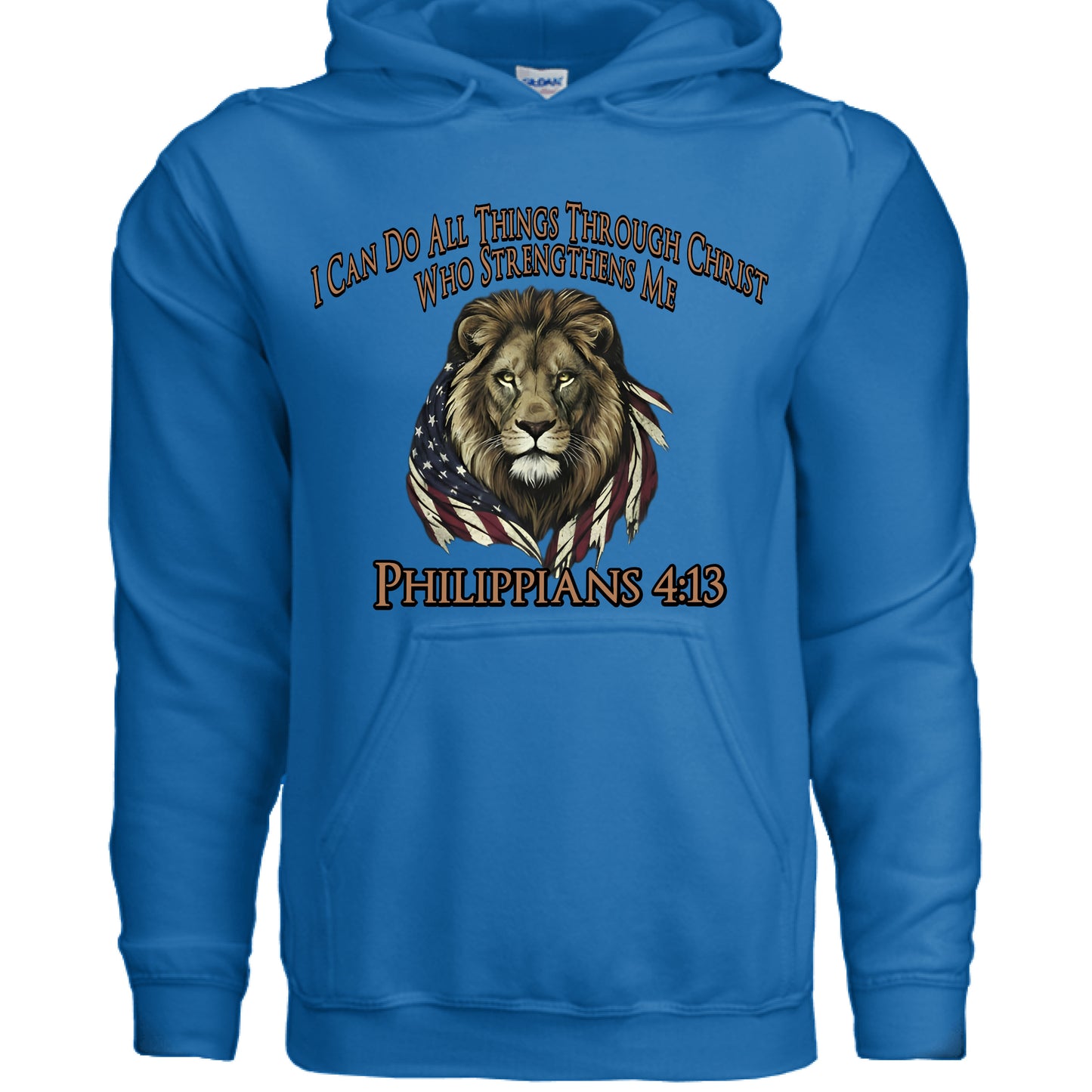 I Can Do All Things Through Christ Lion Philippians 4:13 Faith Hoodie ROYAL Salvation Clothing and Accessories