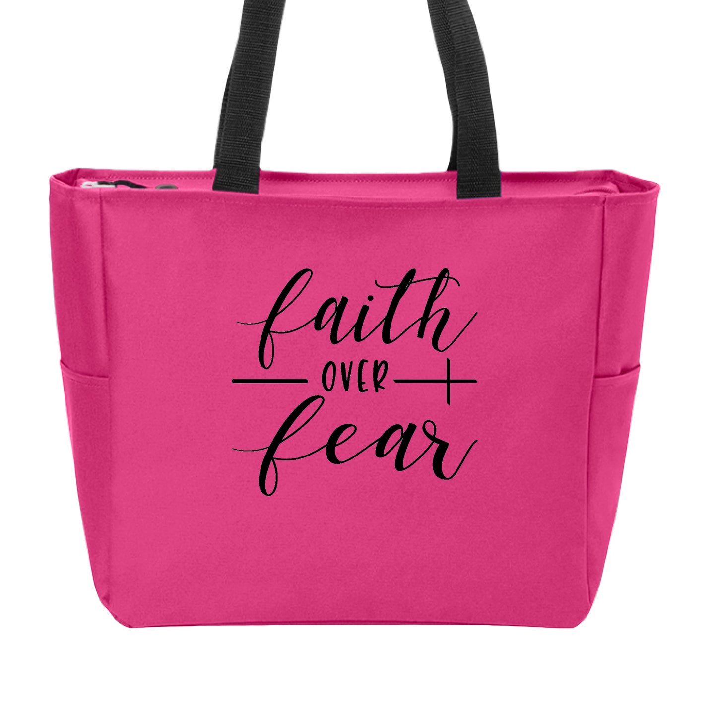 Tote-Faith over Fear Pink Azalea ONE SIZE Salvation Clothing and Accessories
