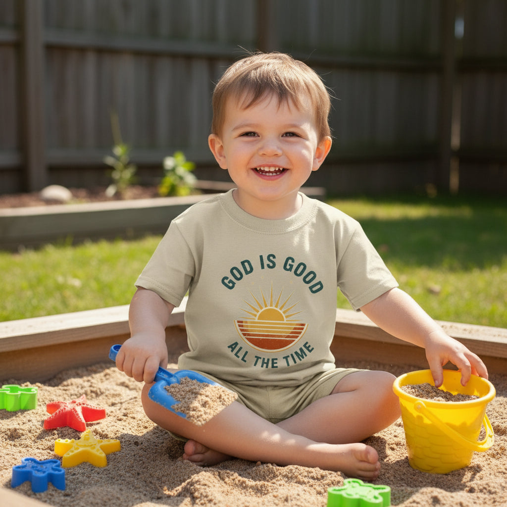 God is Good Faith Kid's T-Shirt Sand Salvation Clothing and Accessories