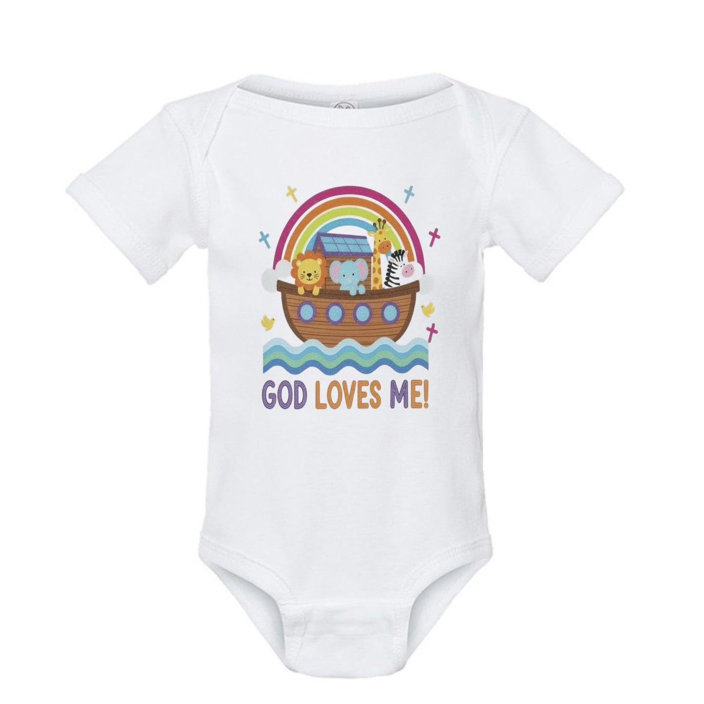 God Loves Me Faith Onesies WHITE Salvation Clothing and Accessories