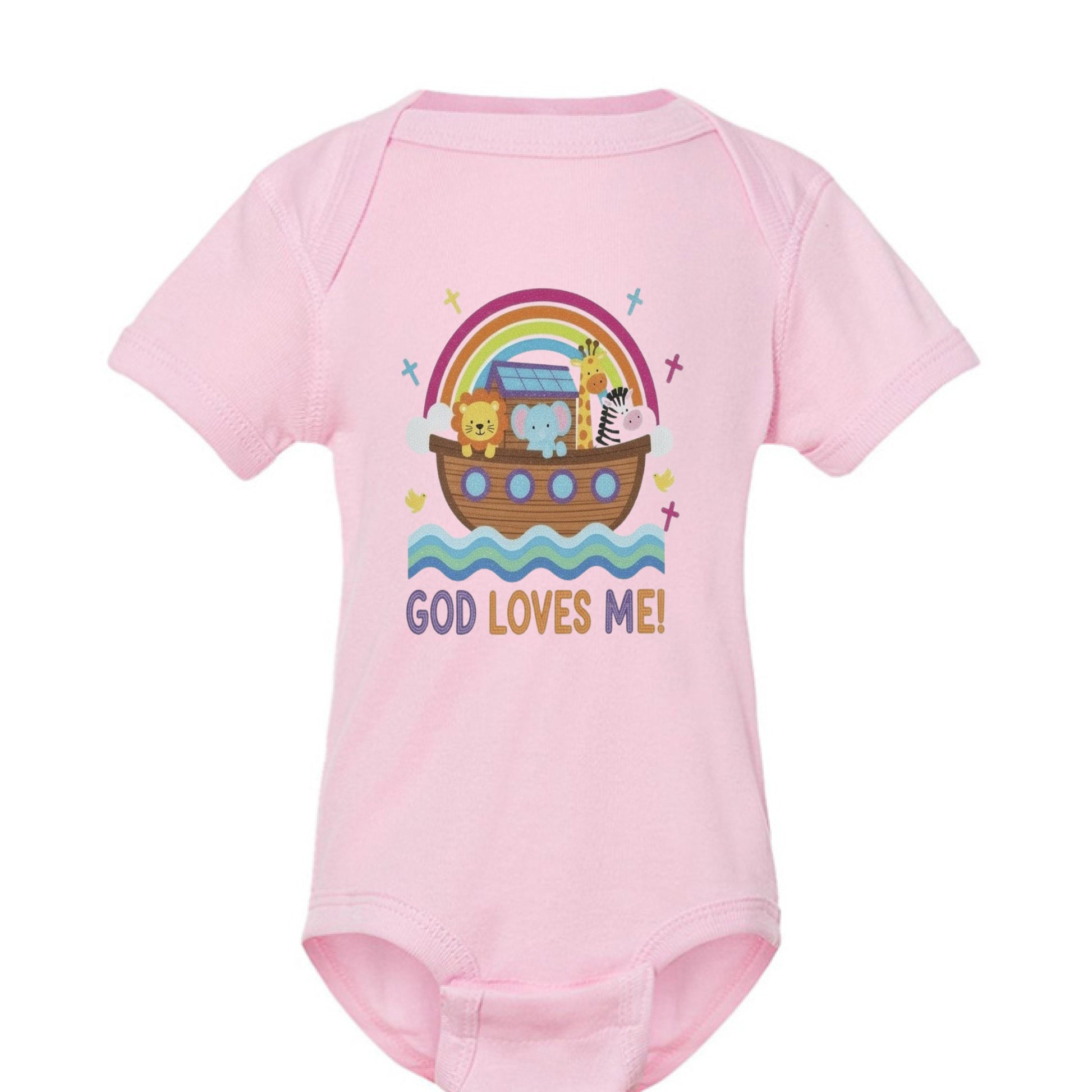 God Loves Me Faith Onesies PINK Salvation Clothing and Accessories