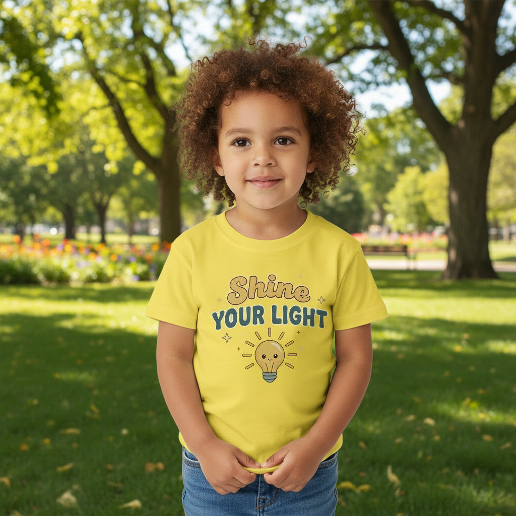 Shine your Light Faith Kid's T-Shirt Yellow Salvation Clothing and Accessories